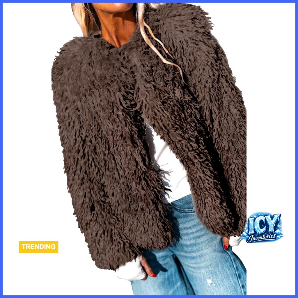 Faux Fur Cropped Jacket Women's Winter Fleece Outerwear Long Sleeve